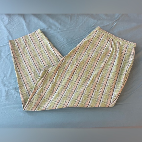 Avenue Green and Cream Plaid Stretch Pants - Picture 1 of 5